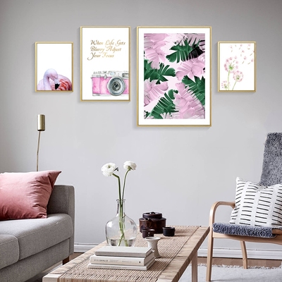粉色ins北歐清新火烈鳥客廳裝飾畫 為你的家注入靈動與時(shí)尚